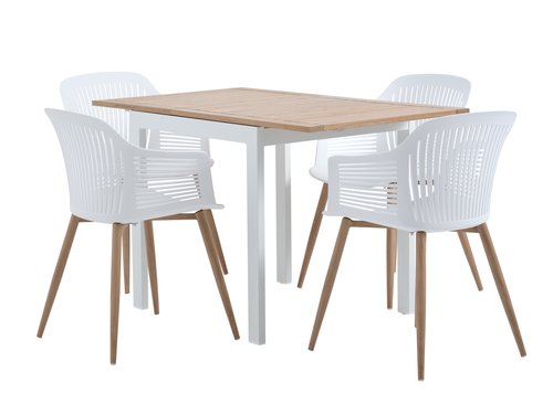 RAMTEN L72 table hardwood + 4 VANTORE chair white