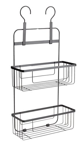 Shelf NACKA w/multi hanging hooks black
