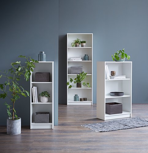 Bookcase HORSENS 3 shelves slim white