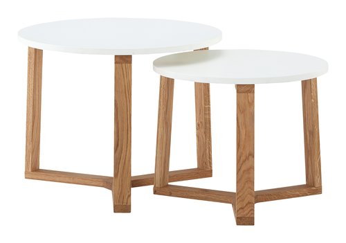 Nest of tables D60/50 SVENSTRUP white/oak 2 pcs