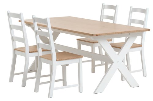 VISLINGE L190 table natural + 4 VISLINGE chairs natural