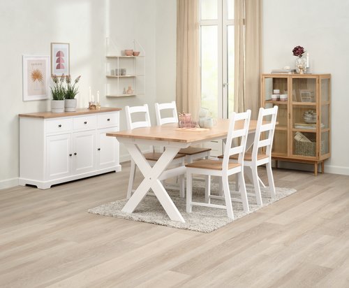 VISLINGE L190 table natural + 4 VISLINGE chairs natural