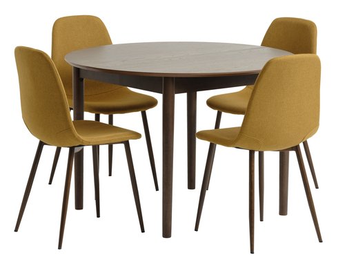 MARSTRAND D110 table dark oak+4 JONSTRUP curry/dark oak