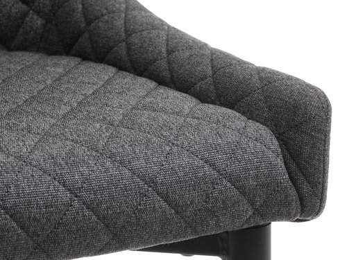 Bar stool PEBRINGE with backrest grey fabric/black