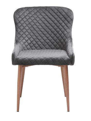 Dining chair PEBRINGE velvet grey/oak