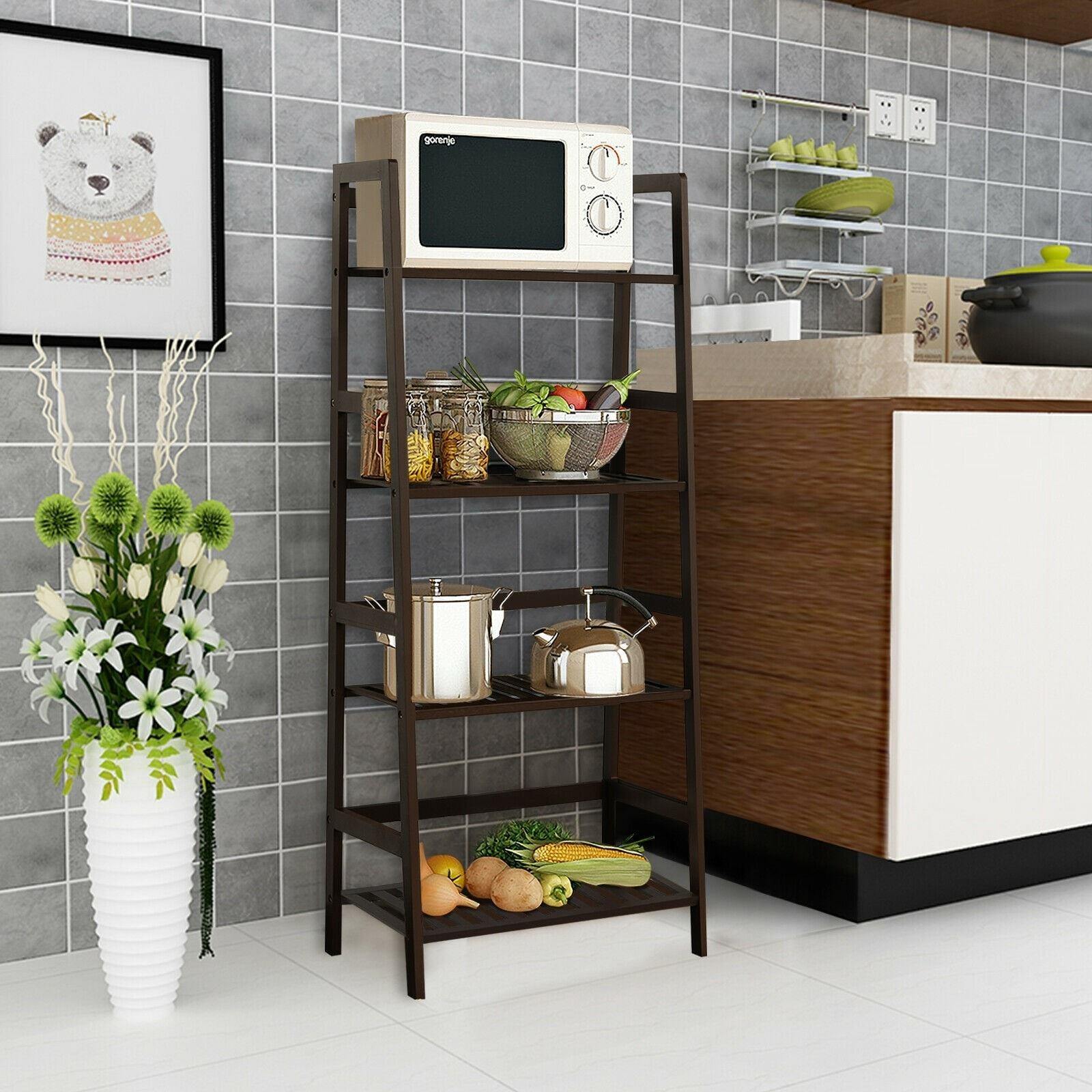 4 Tier Multifunctional Bamboo Ladder Shelf Plant Display Rack