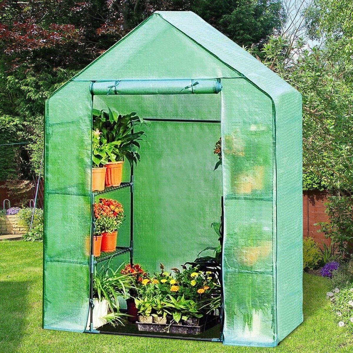 4 Tier 4 Shelves Mini Portable Walk-in Plant Greenhouse for Outdoors and Indoors