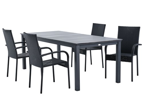 MOSS L214/315 table grey + 4 GUDHJEM chair black