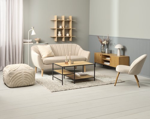 Coffee table TRAPPEDAL 90x60 2 shelves oak colour/black