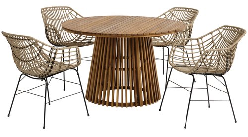 HOLTE D120 table hardwood + 4 ILDERHUSE chair natural