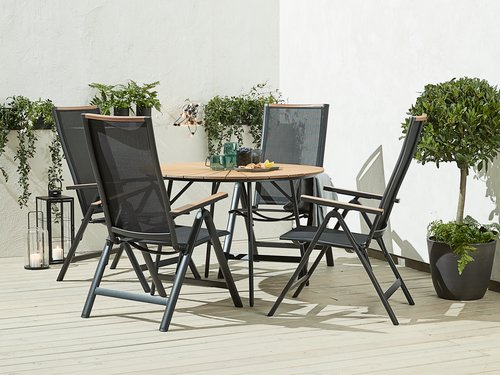 RANGSTRUP D110 table natural/black + 4 BREDSTEN chair