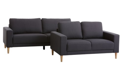 Sofa EGENSE set of 2 dark grey fabric