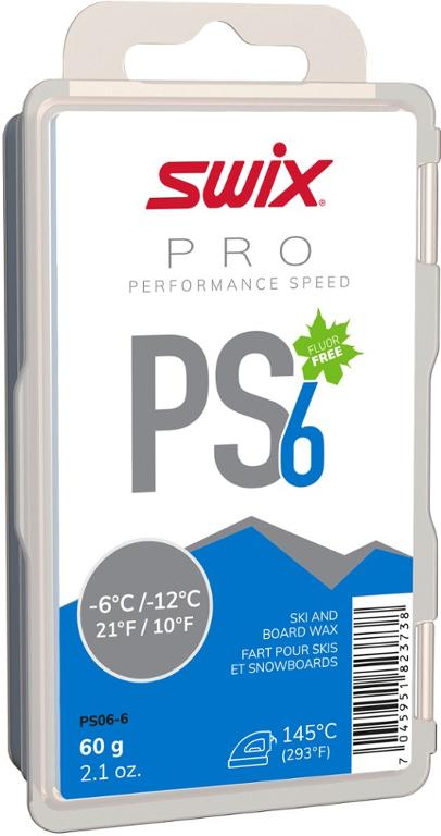 Swix PS6 Blue Wax for 10 to 21 Degrees F - 60 g