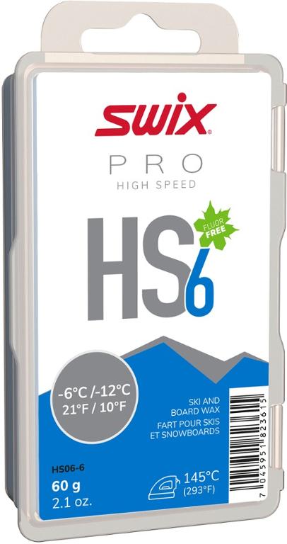 Swix HS6 Blue Wax for 10 to 21 Degrees F - 60 g