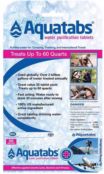 Aquatabs Water Purification Tablets - Package of 30