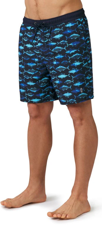 Free Country Contrast Elastic Swim Shorts - Men's