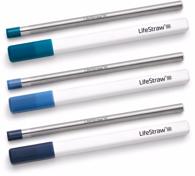 LifeStraw Sip Reusable Stainless-Steel Water Filter Straw - Package of 3