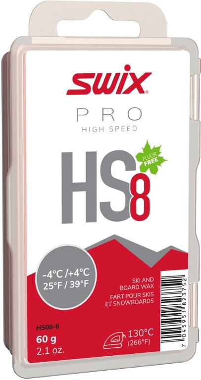 Swix HS8 Red Wax for 25 to 39 Degrees F - 60 g