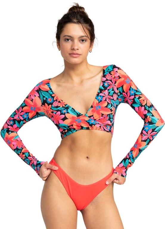 Roxy Floral Fiesta Crop Top Long-Sleeve Rashguard - Women's