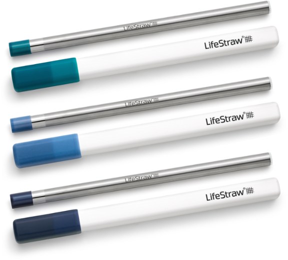 LifeStraw Sip Reusable Stainless-Steel Water Filter Straw - Package of 3