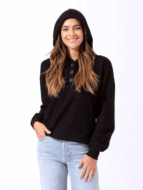 Threads 4 Thought Double Knit Slub Henley Hoodie - Women's