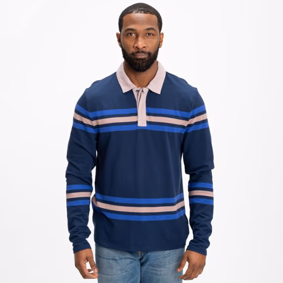 Threads 4 Thought Ashby Pique Striped Long-Sleeve Polo Shirt - Men's
