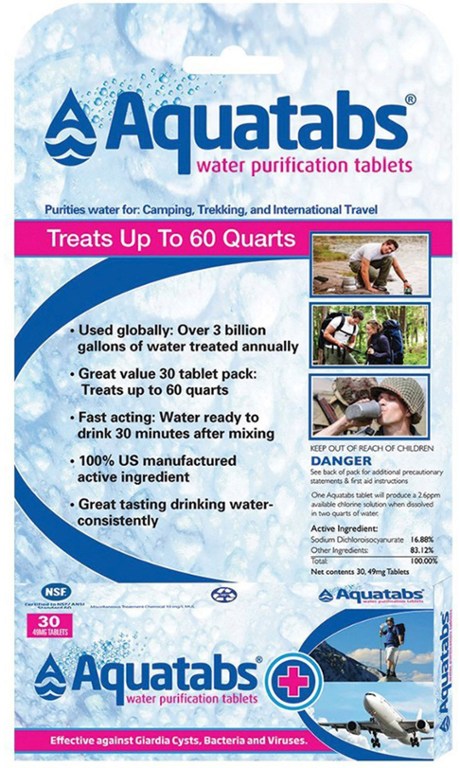 Aquatabs Water Purification Tablets - Package of 30