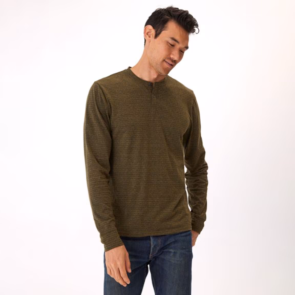 Threads 4 Thought Durable Stripe Long-Sleeve Henley Shirt - Men's