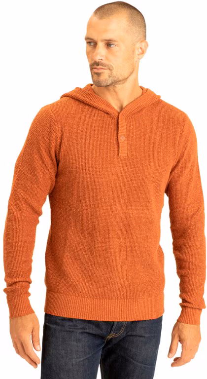 Threads 4 Thought Waffle Knit Henley Hoodie Sweater - Men's