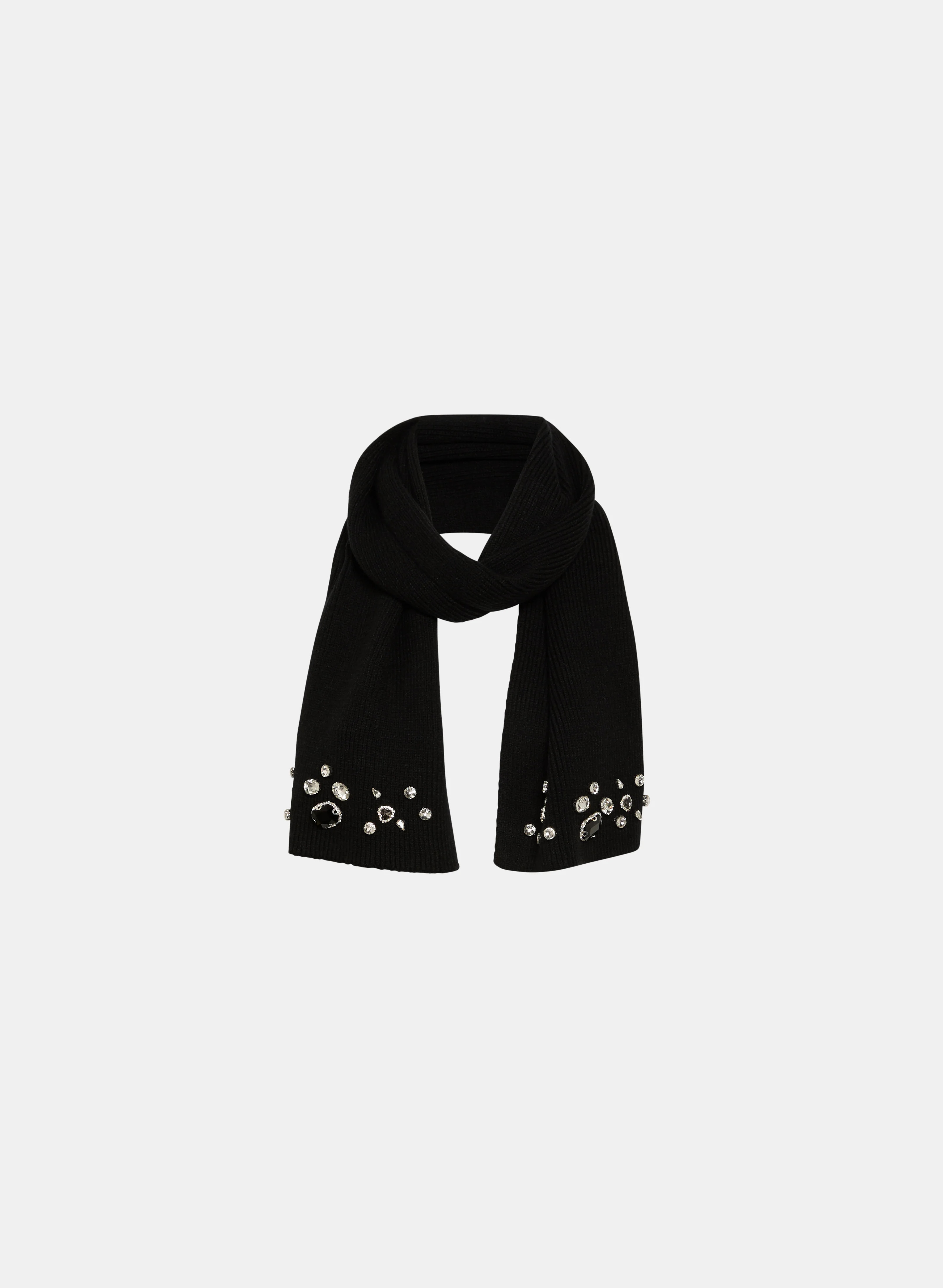 Ribbed Rhinestone Embellished Scarf