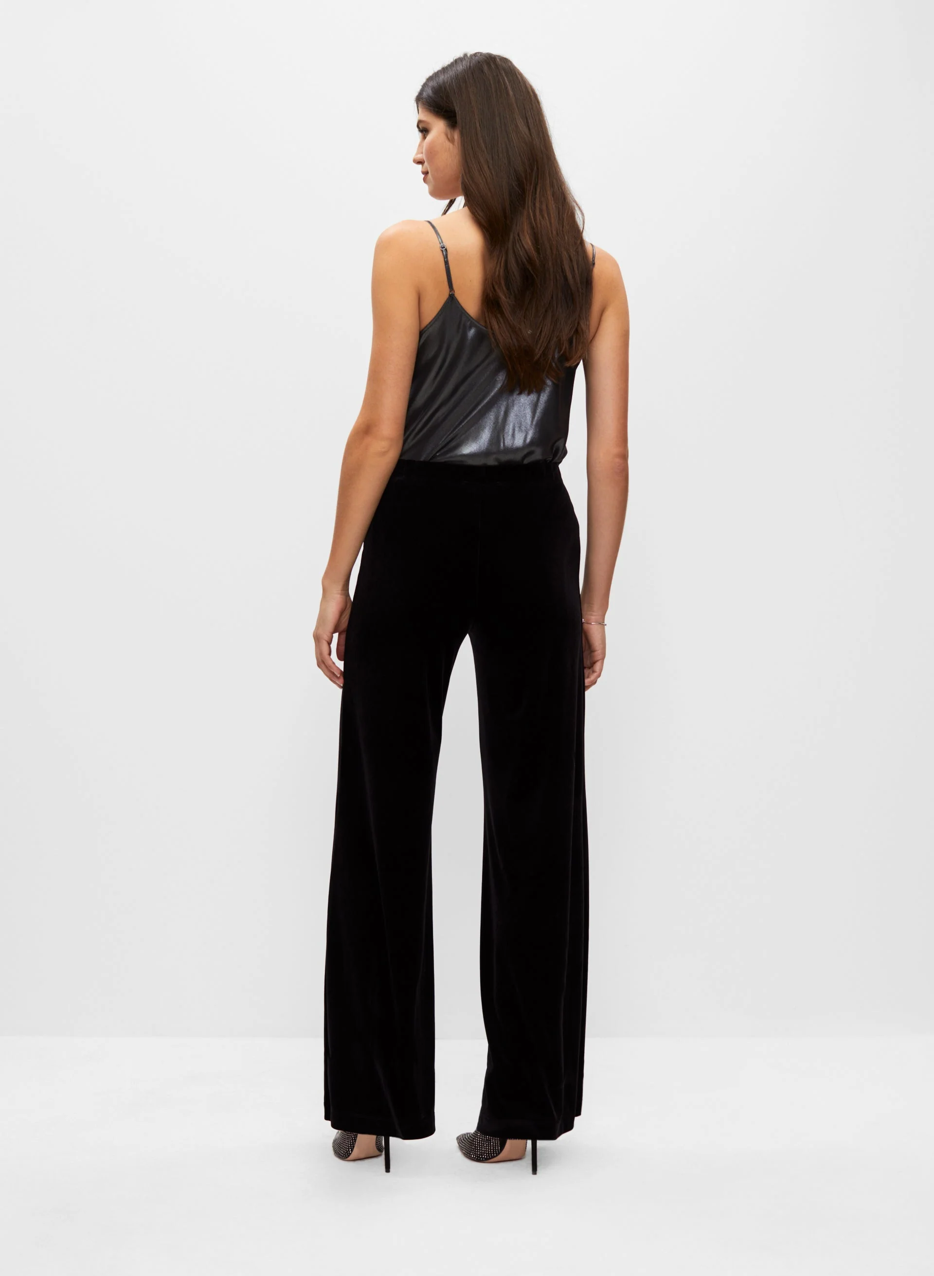 Velour Wide Leg Pull-On Pants
