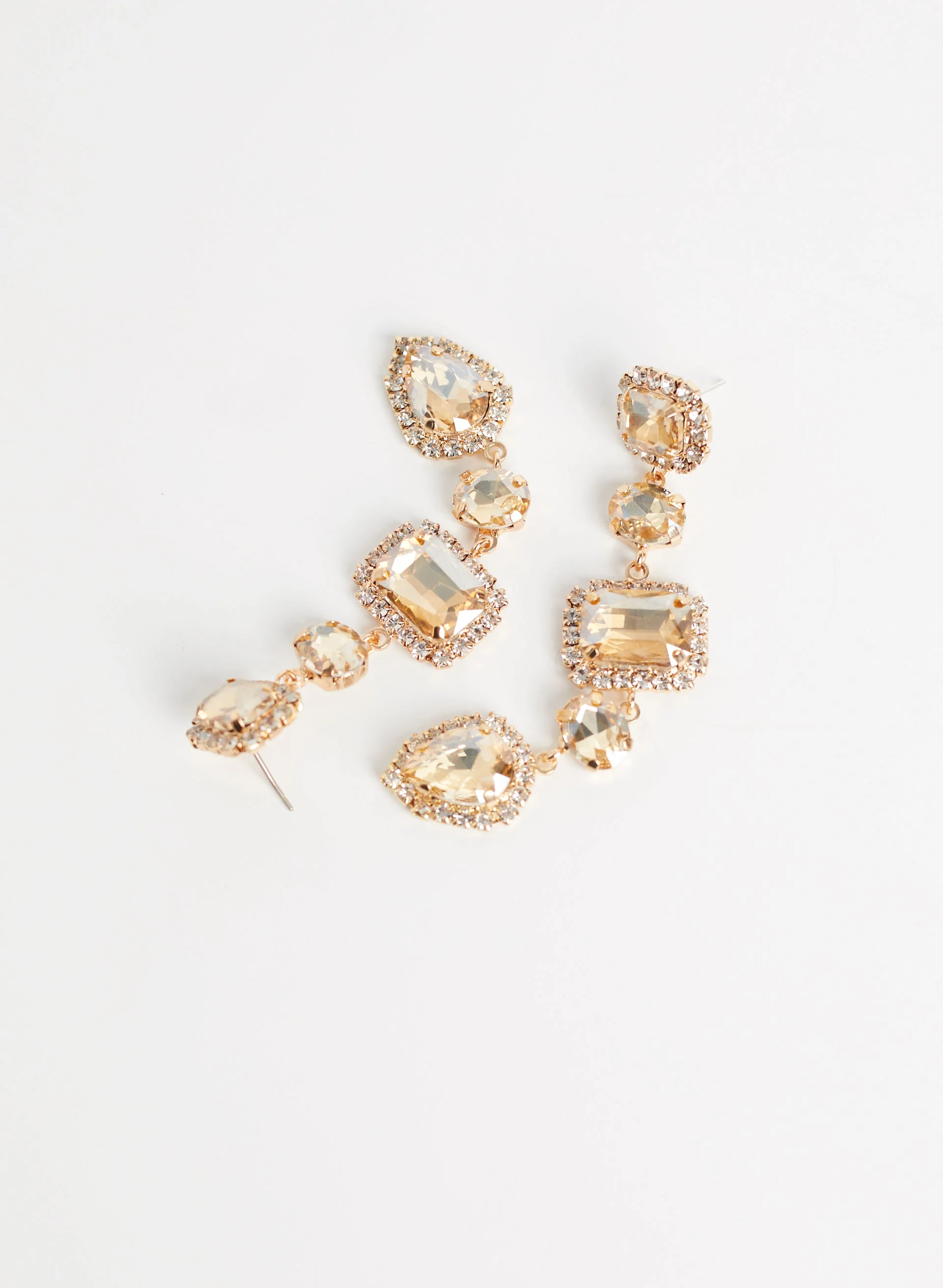 Five Tier Crystal Dangle Earrings