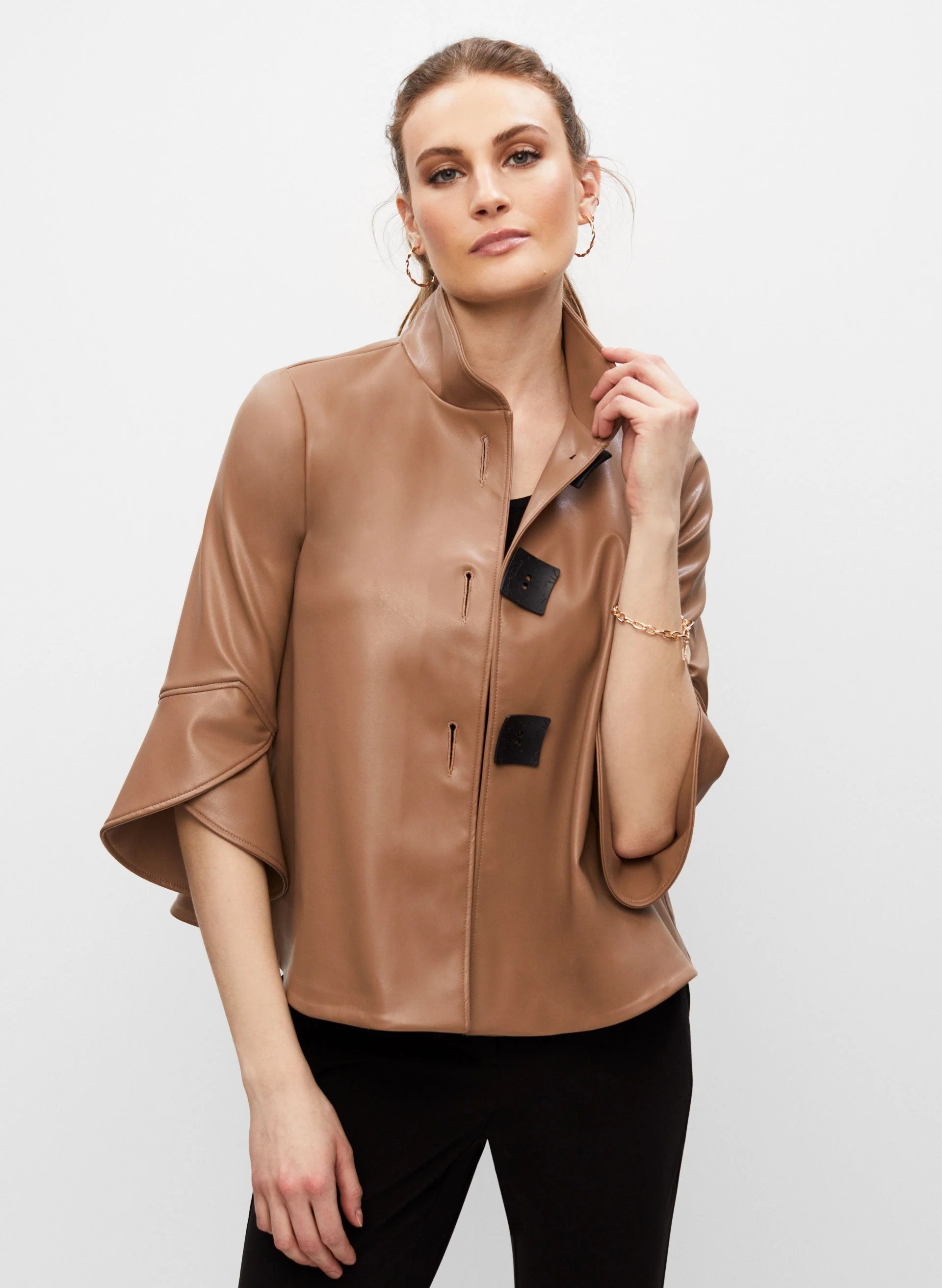 Joseph Ribkoff - Button Detail Vegan Leather Jacket