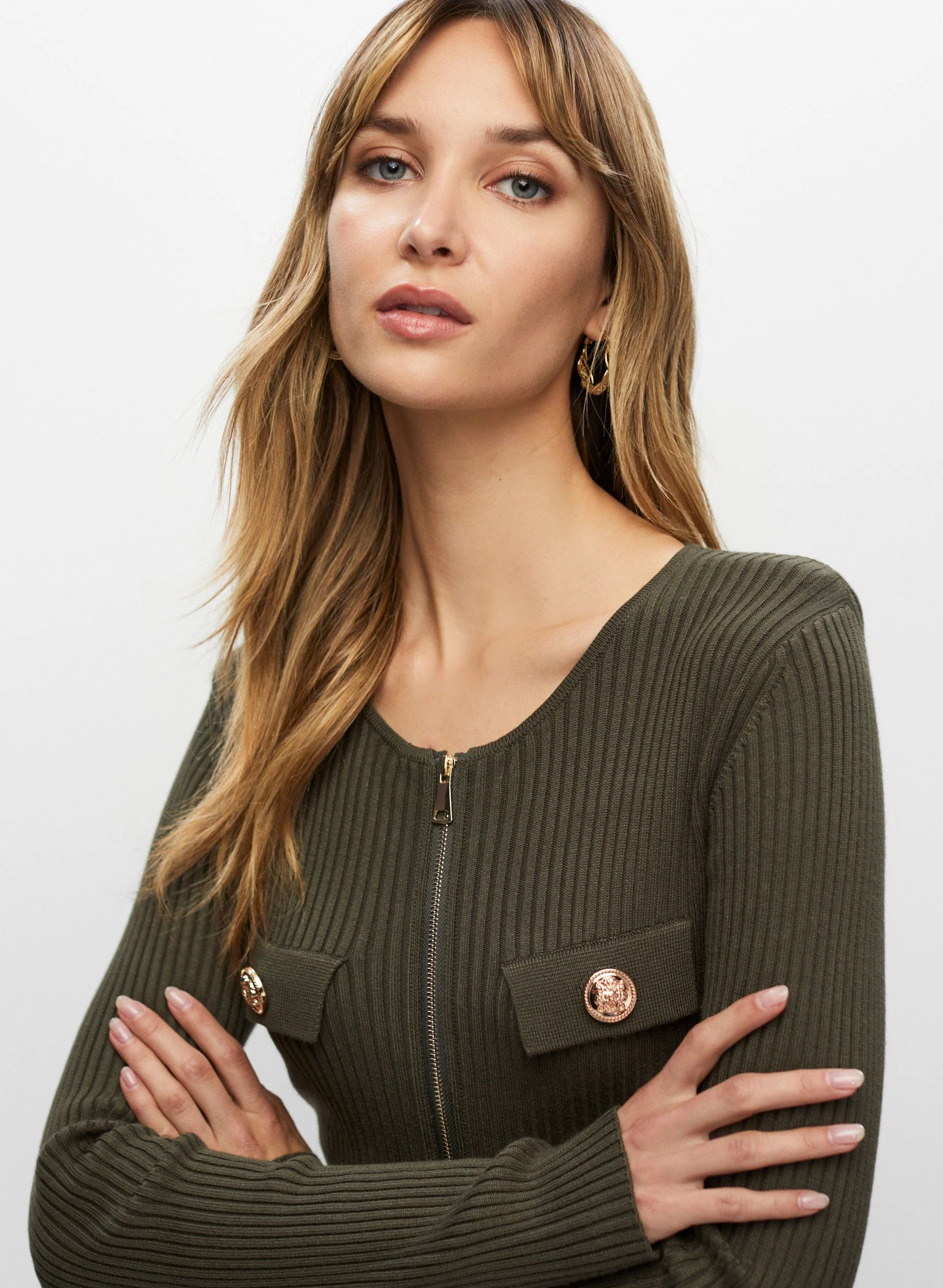 Zip Front Sweater Dress