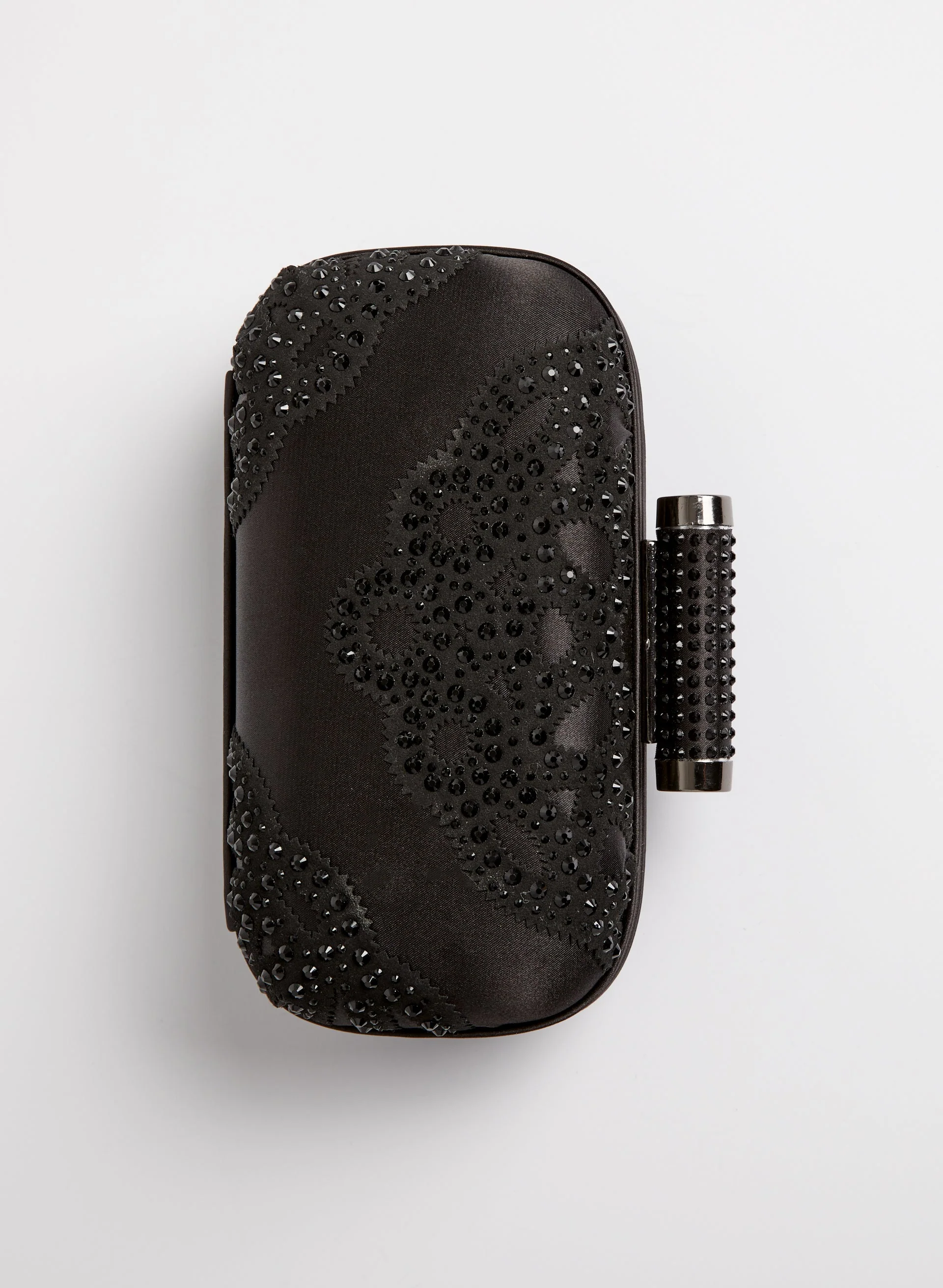 Oval Rhinestone Appliqué Clutch