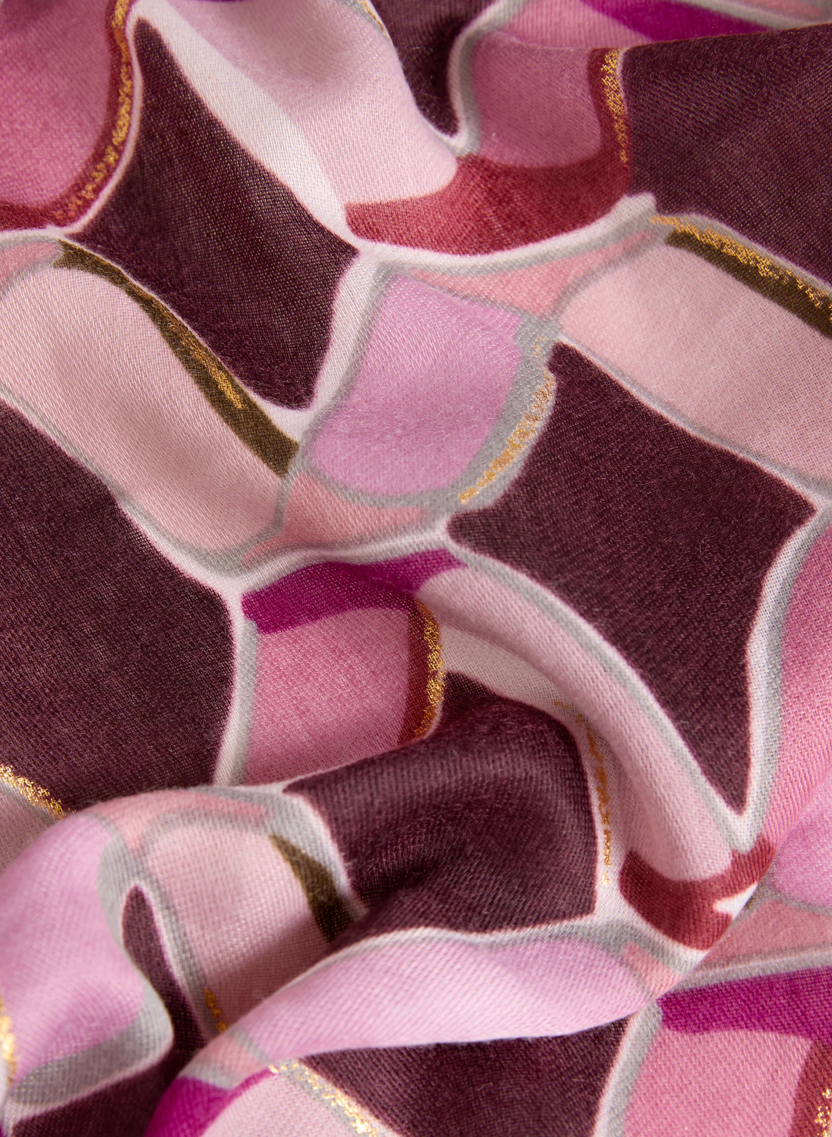 Abstract Print Metallic Detail Scarf