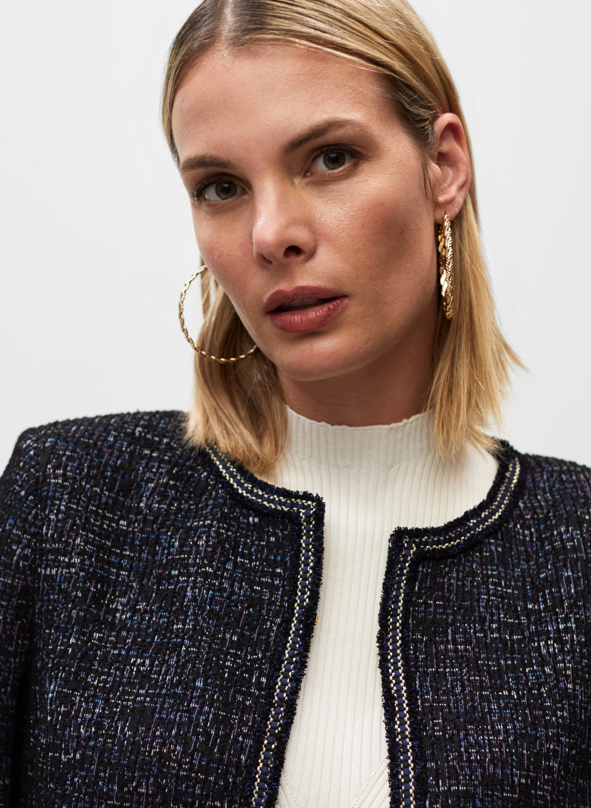 Gold Trim Tweed Jacket