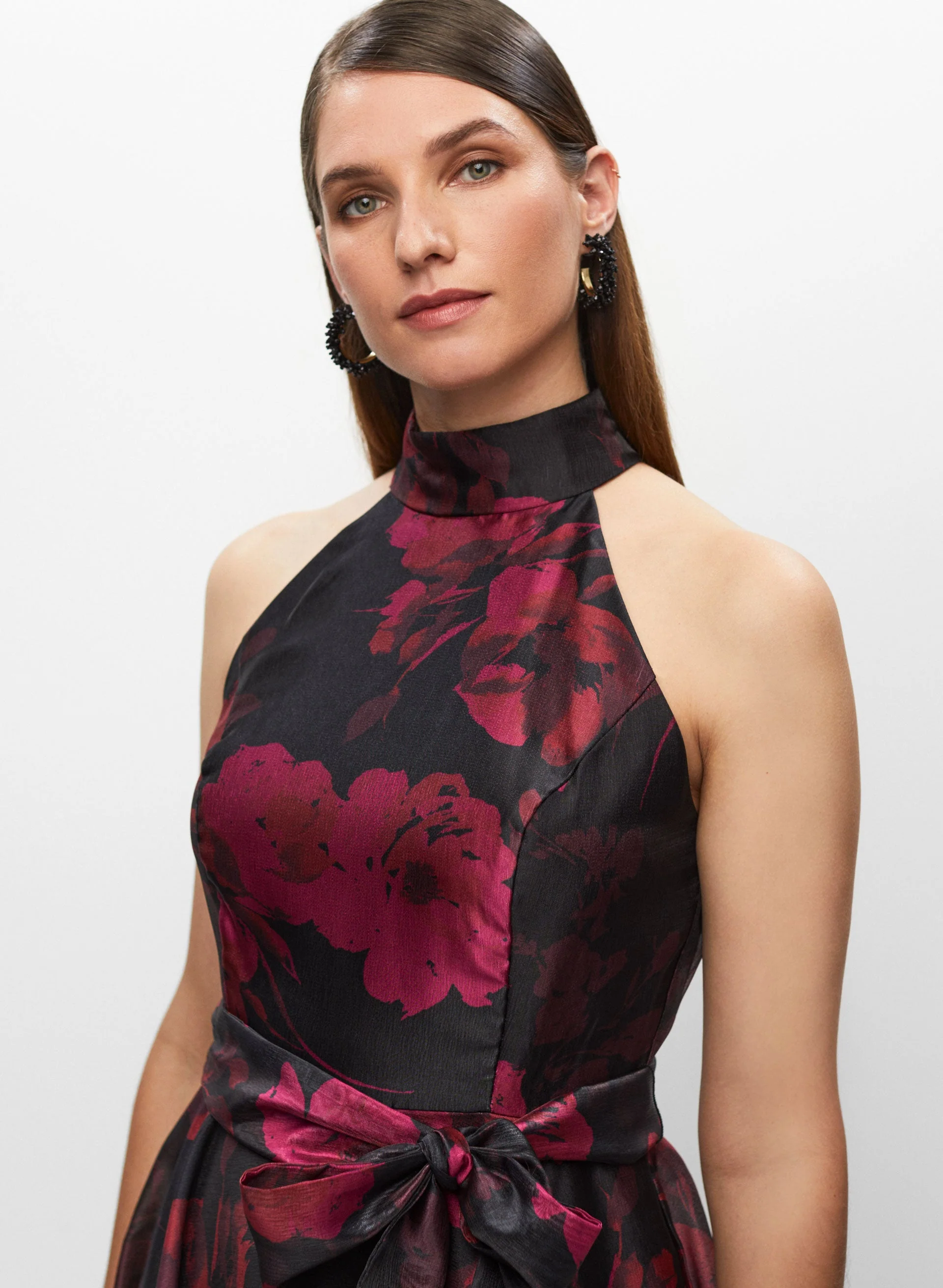Floral High Neck Organza Dress