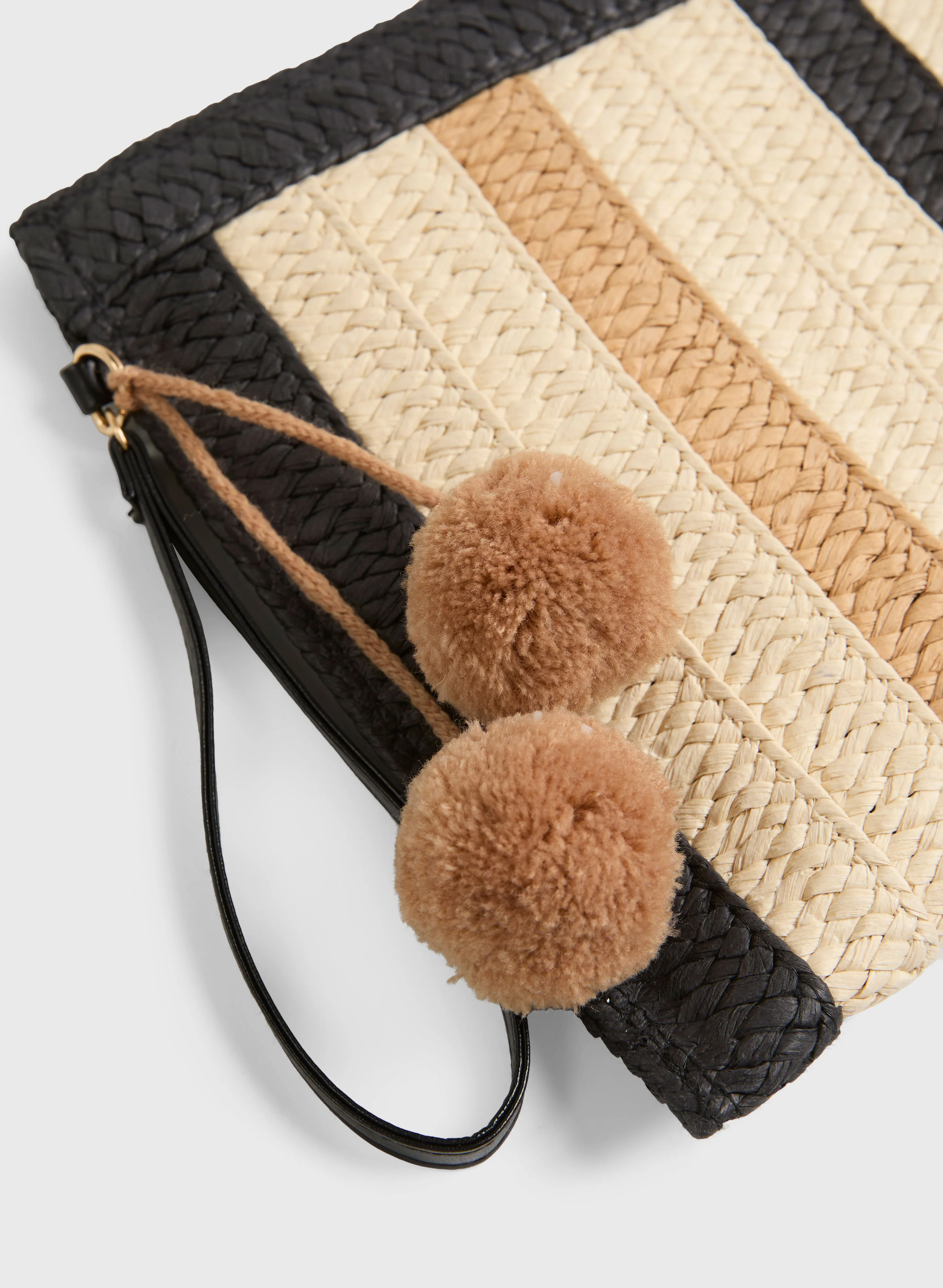 Decorative Pompom Straw Clutch