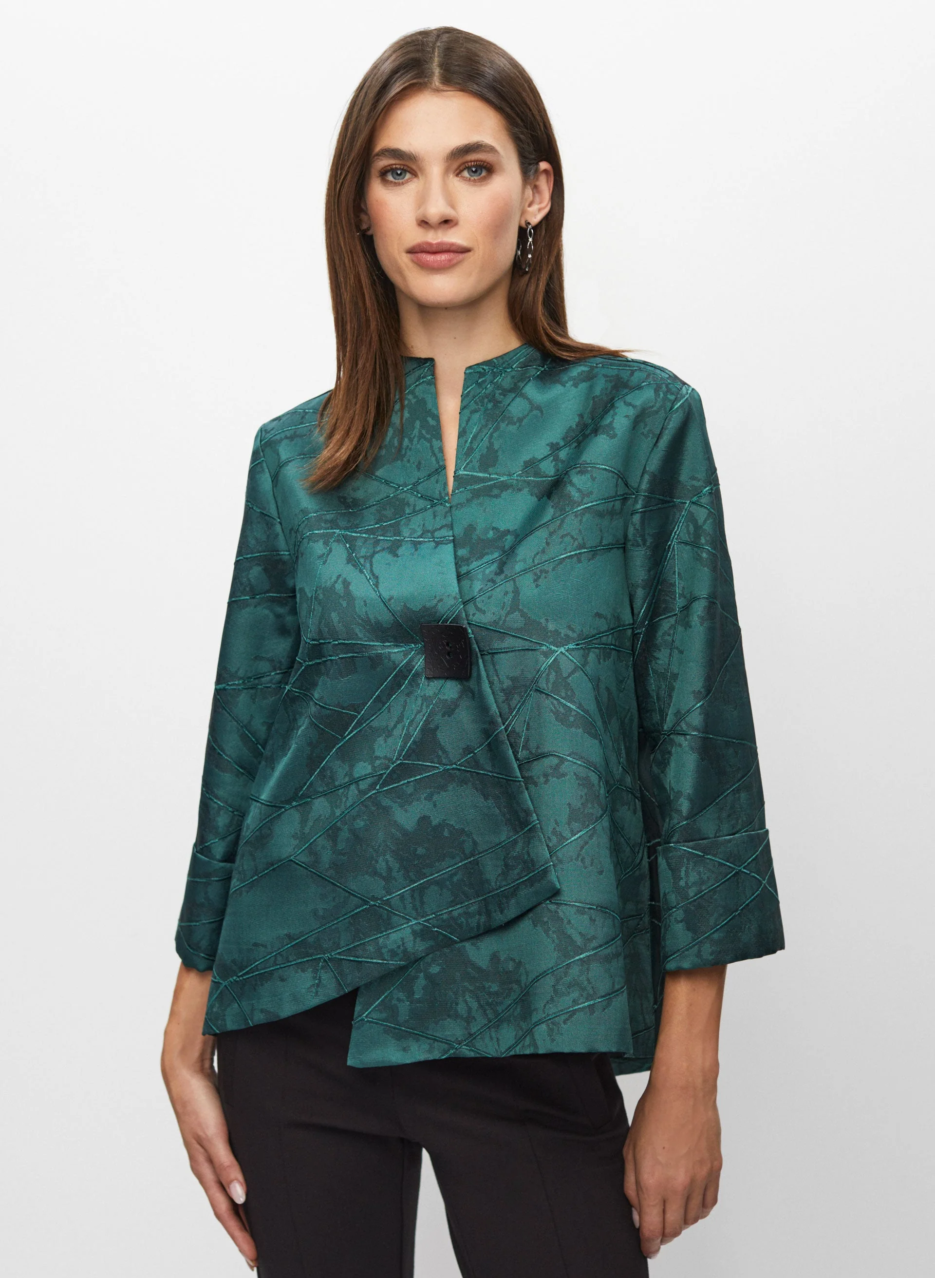 Joseph Ribkoff - Marble Motif Asymmetric Jacket