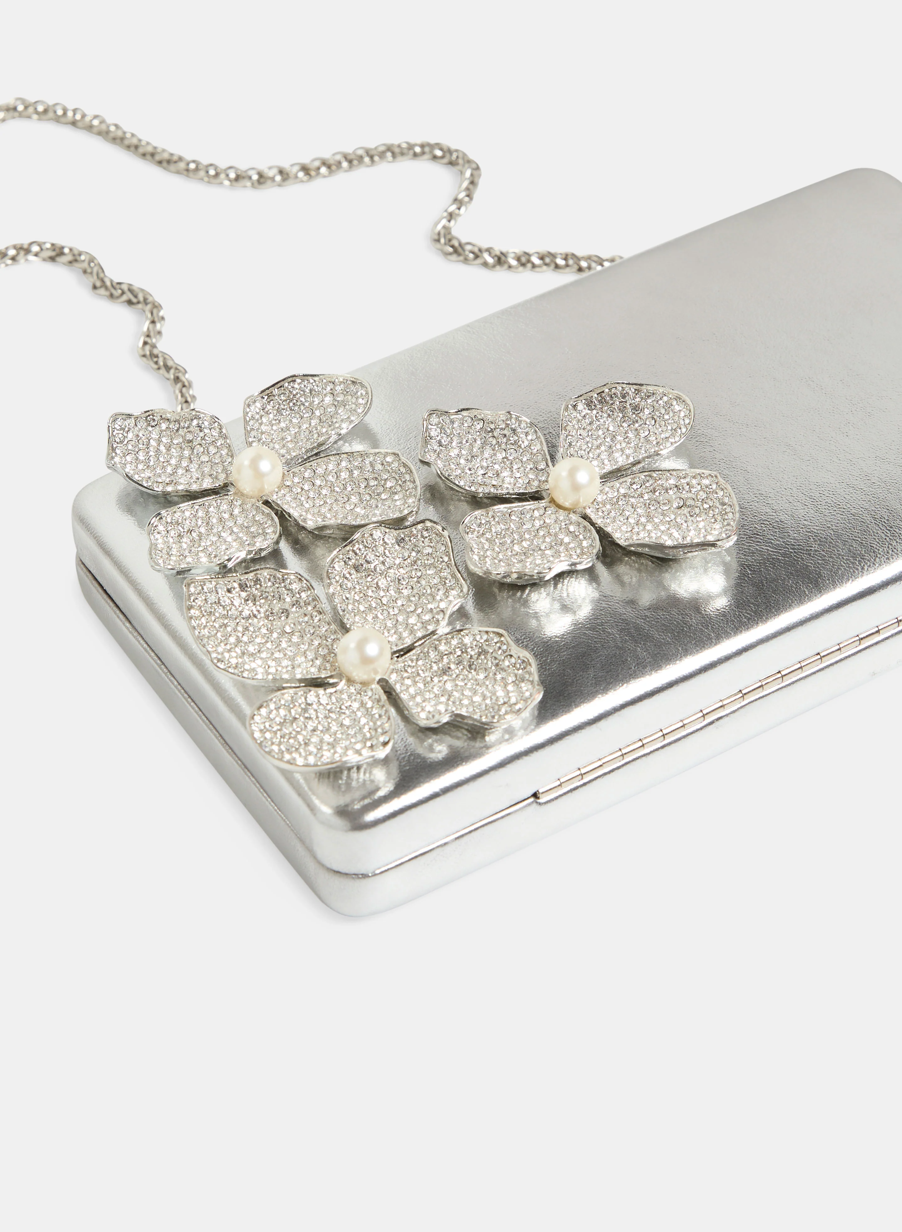 Floral Embellished Box Clutch