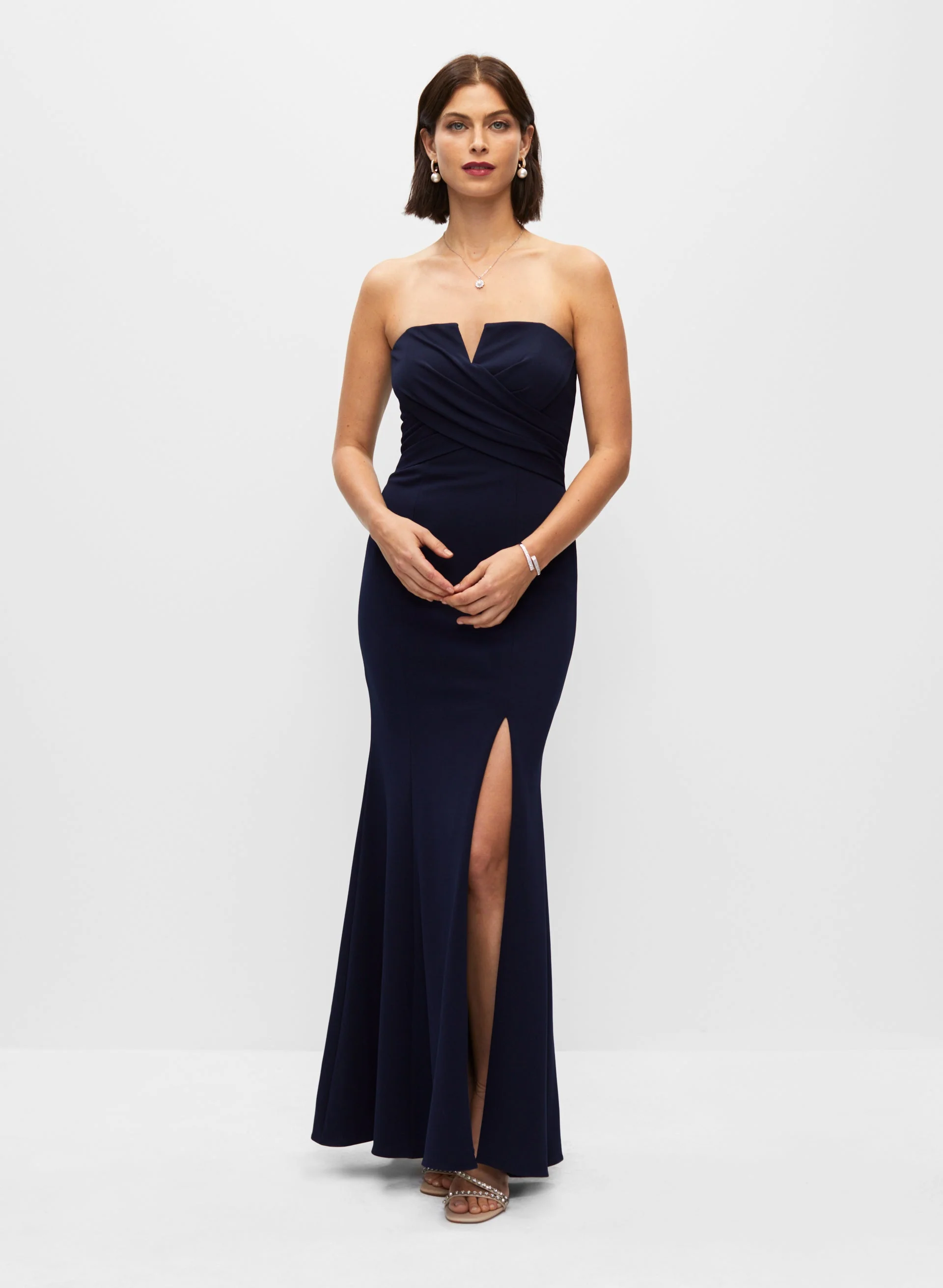 Xscape - Split Neck Strapless Gown