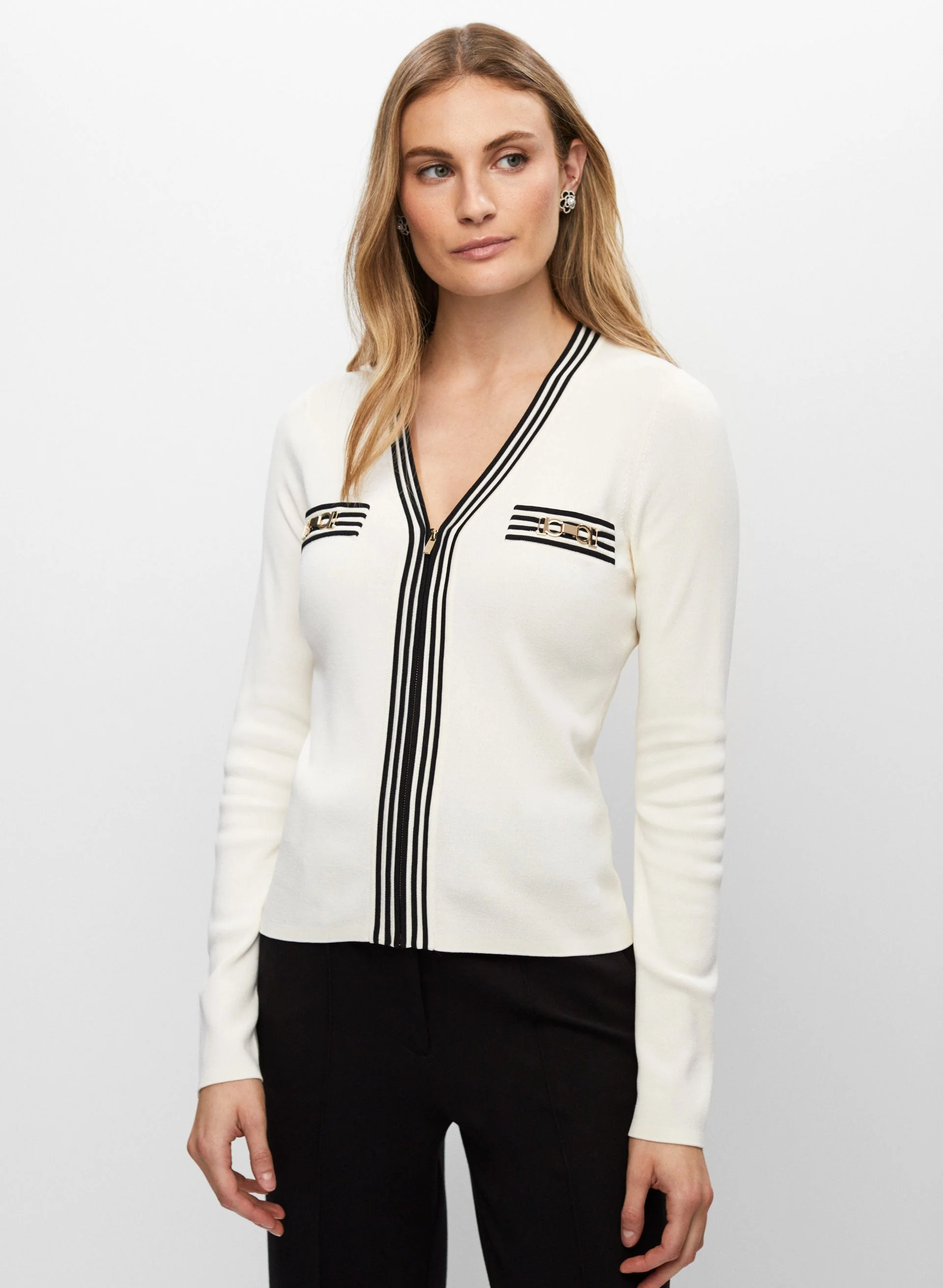 Contrast Trim Knit Cardigan