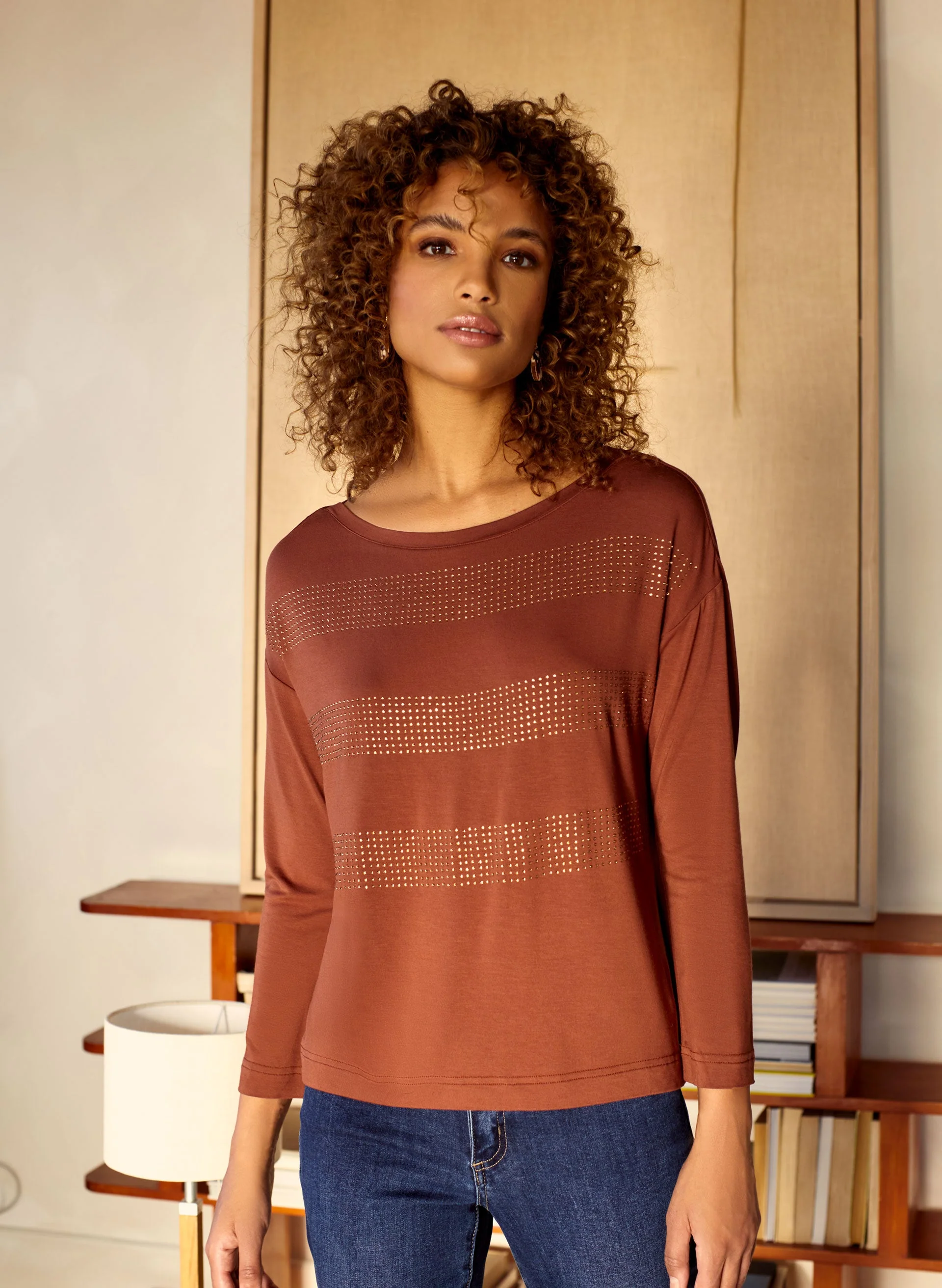 Stud Stripe Motif Tee