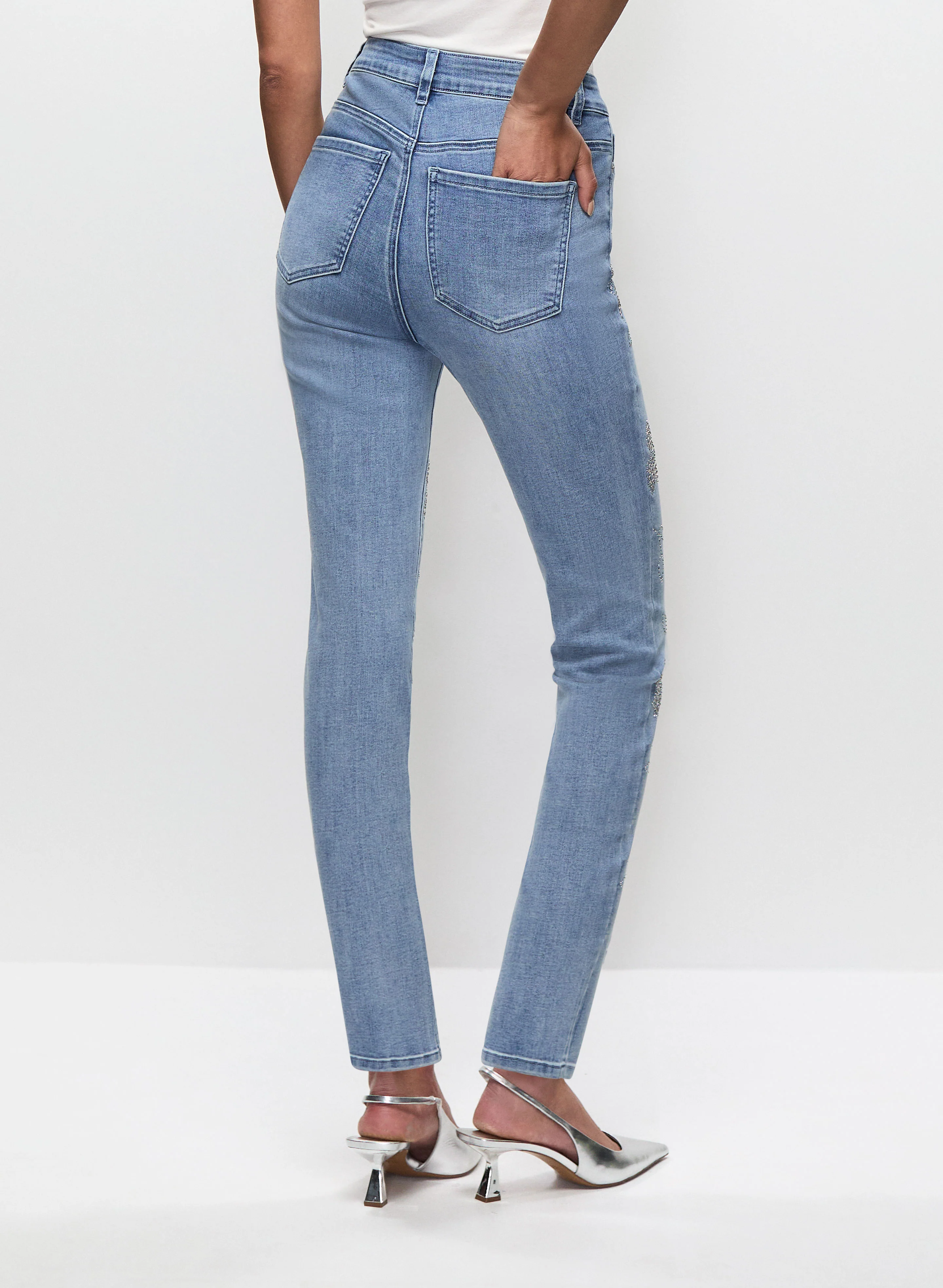 Floral Stud Embellished Jeans