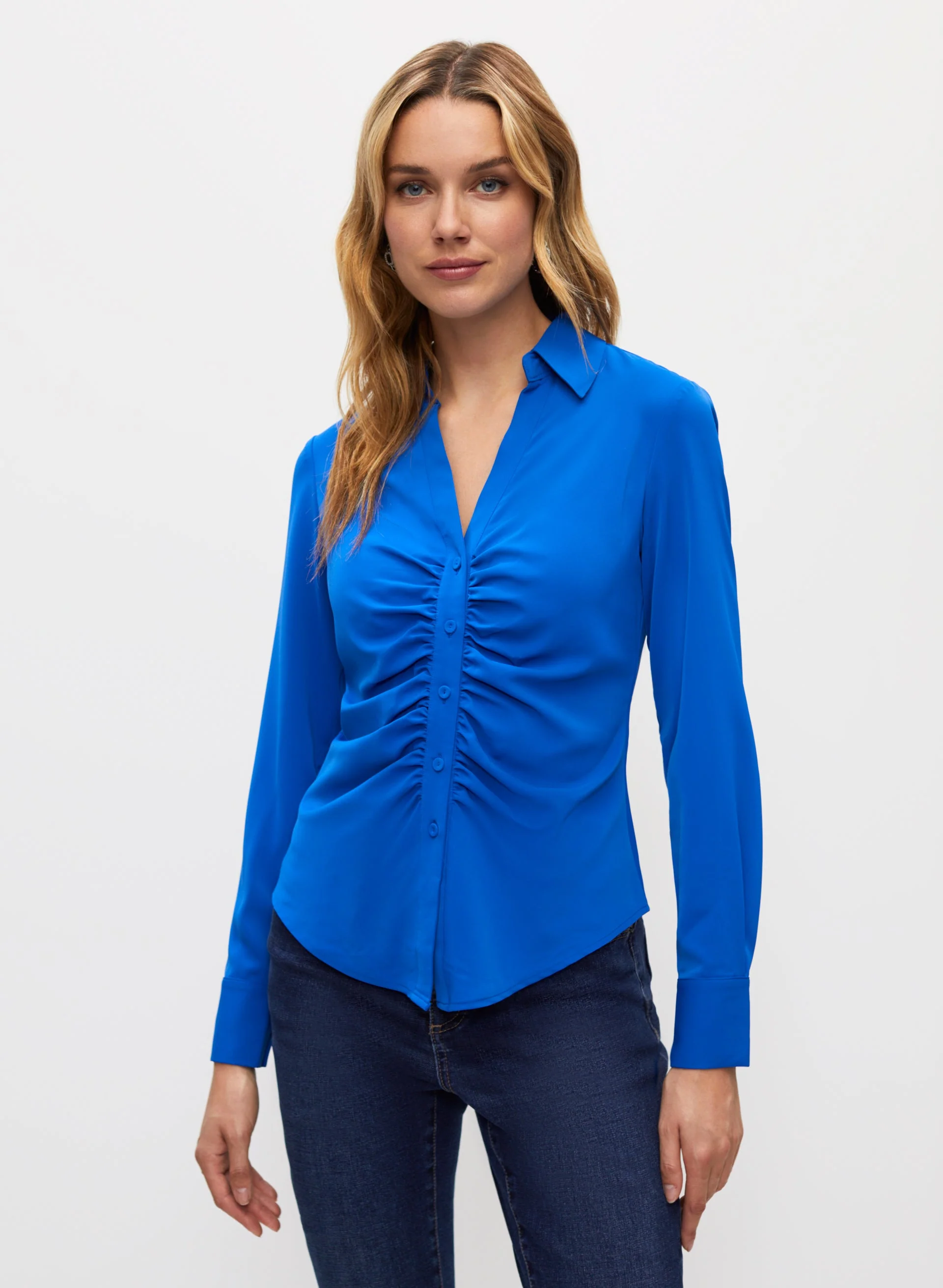 Ruched Satin Blouse