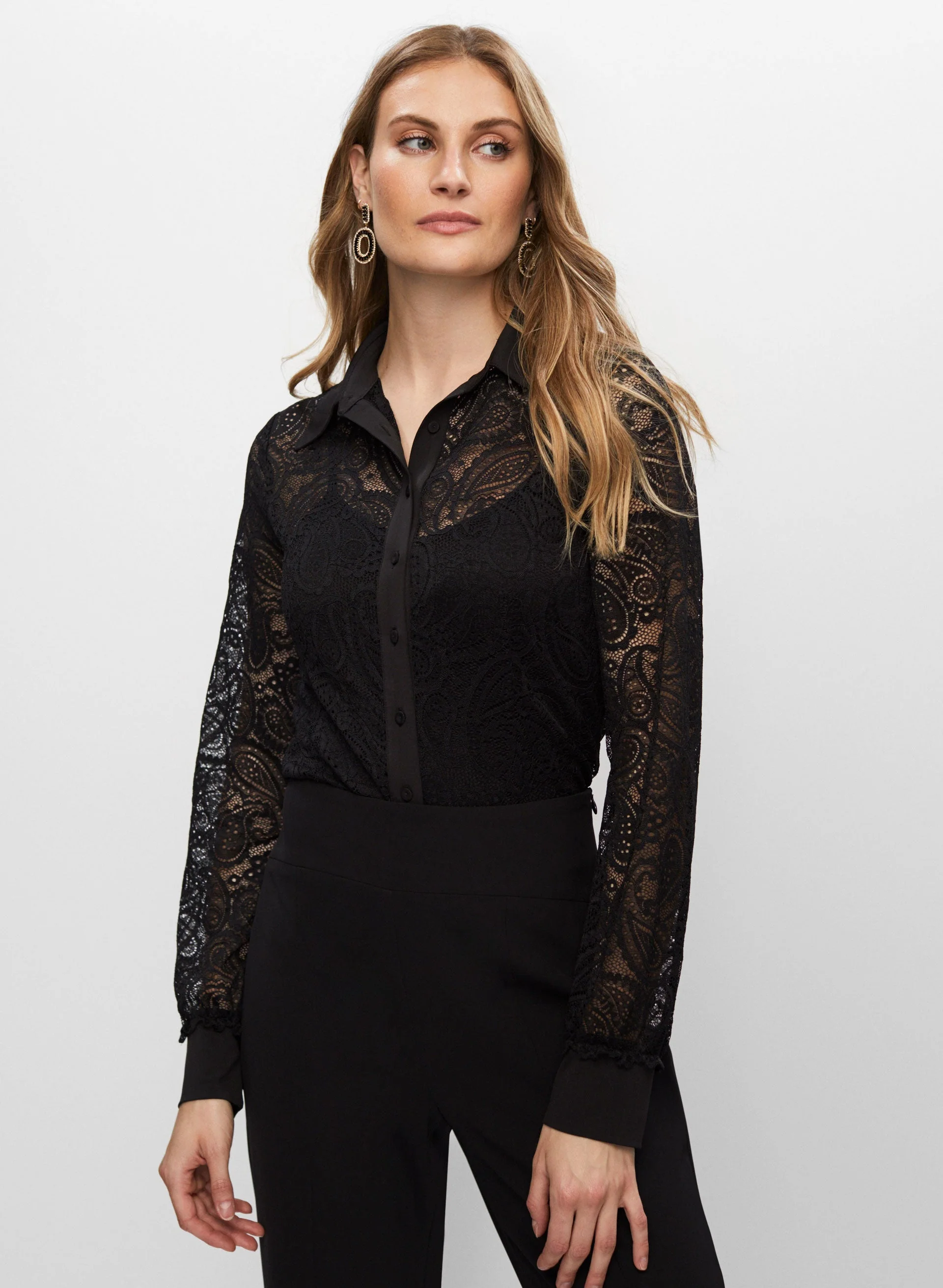 Lace Button Down Shirt