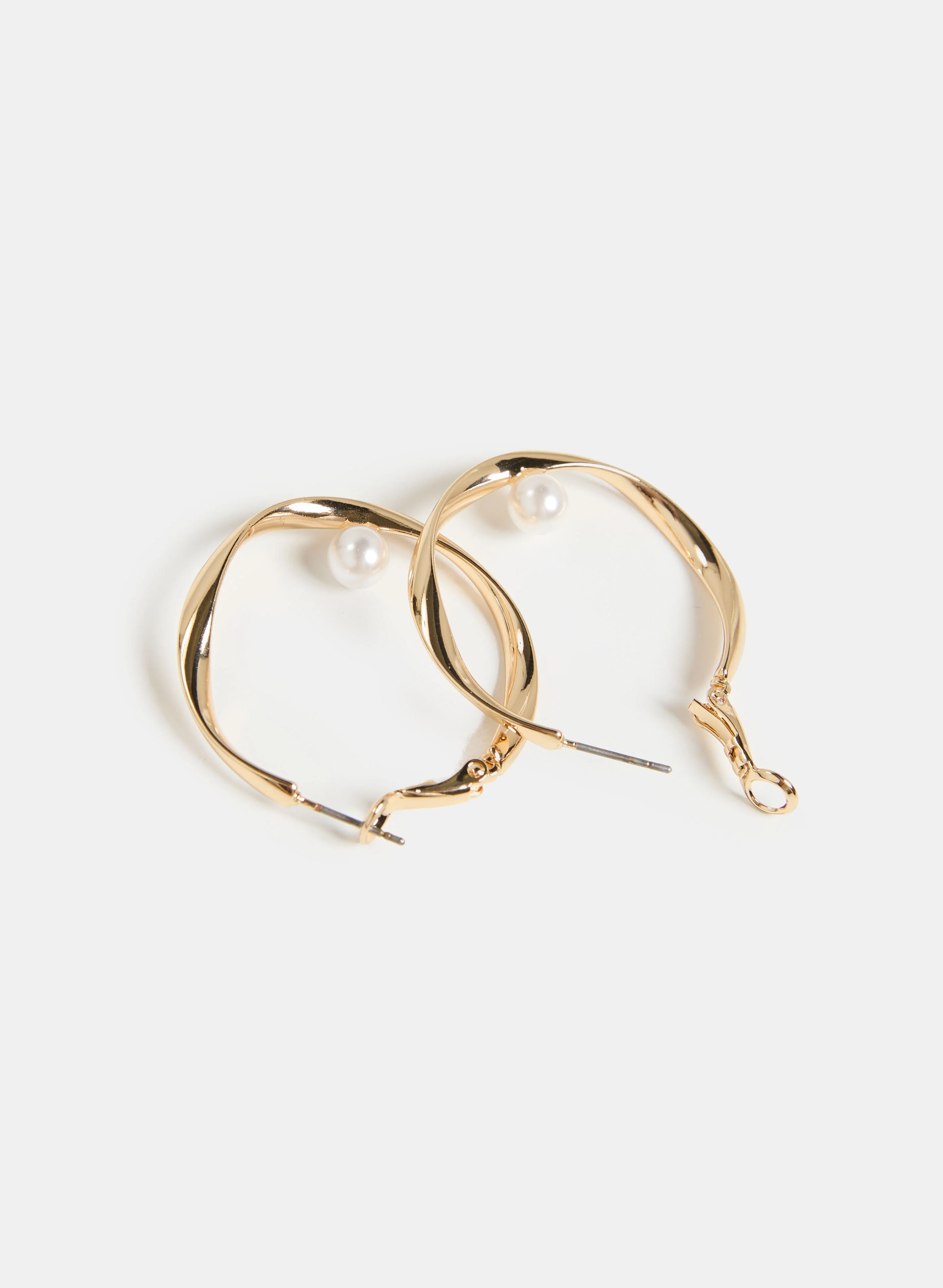 Pearl Insert Twist Hoop Earrings