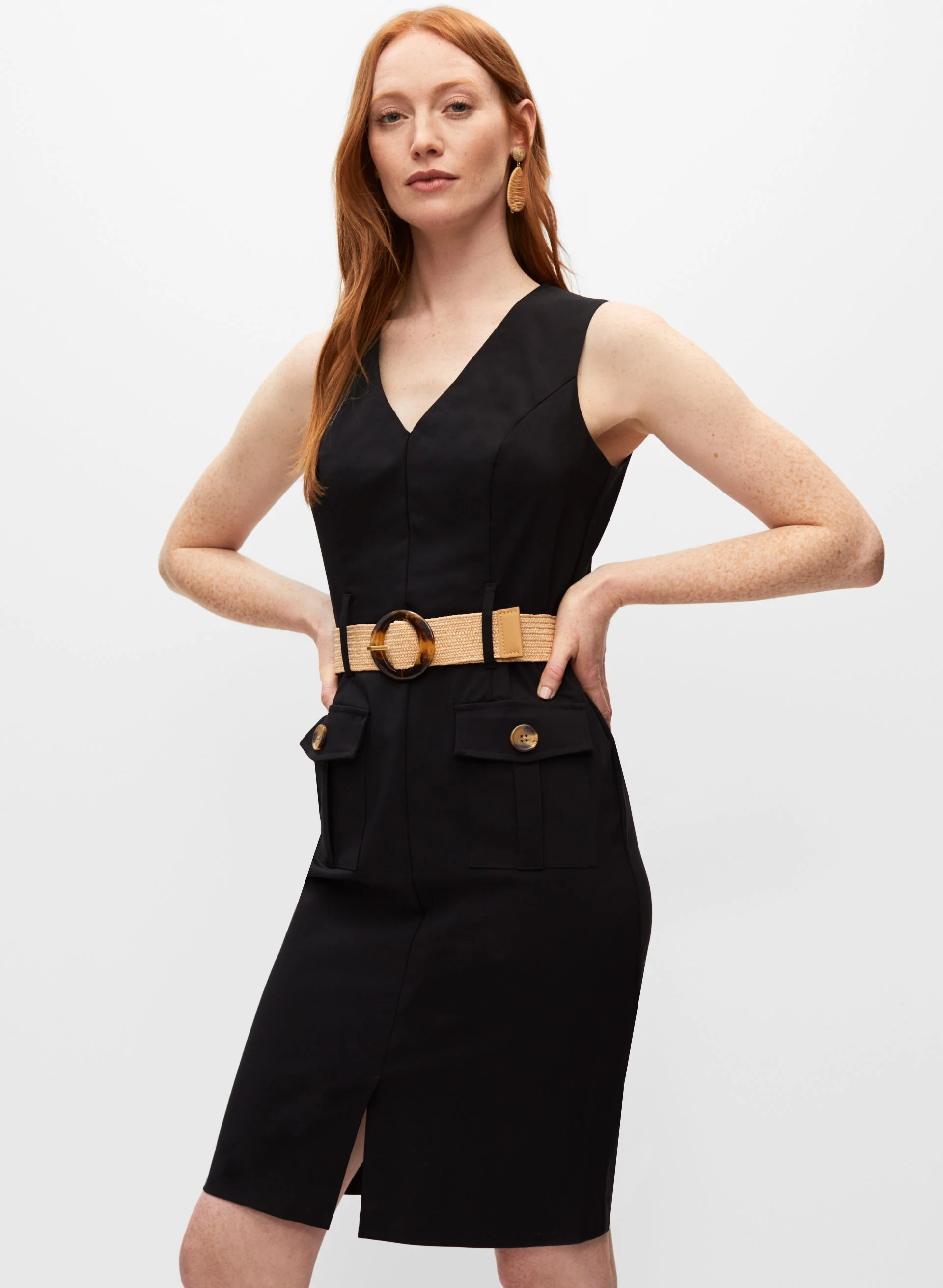 Sleeveless Cotton-Blend Dress