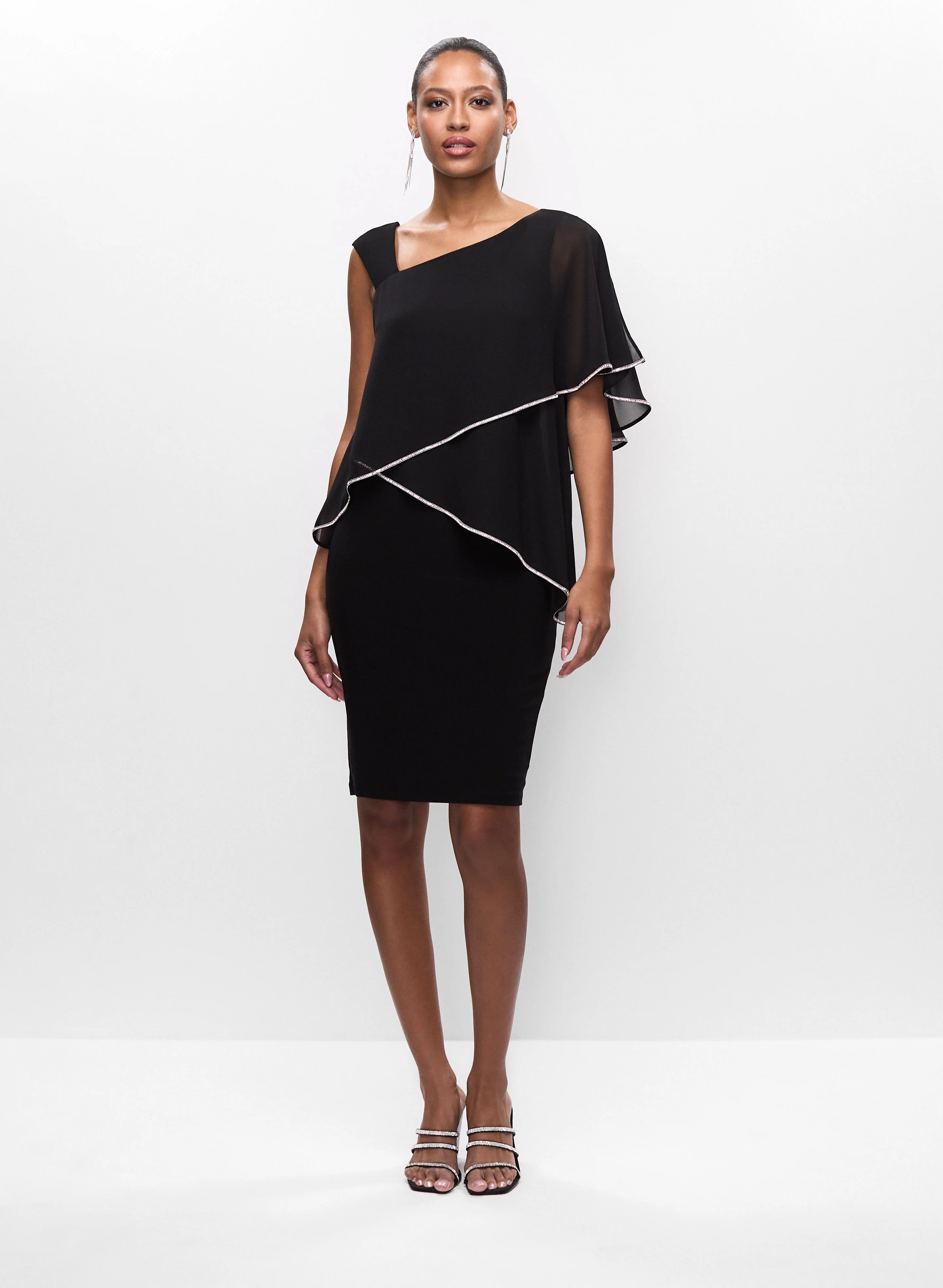 Joseph Ribkoff - Rhinestone Trim Chiffon Dress